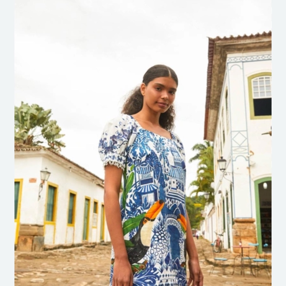 FARM Rio Blue and White Tropical Dress - Picture 2 of 5